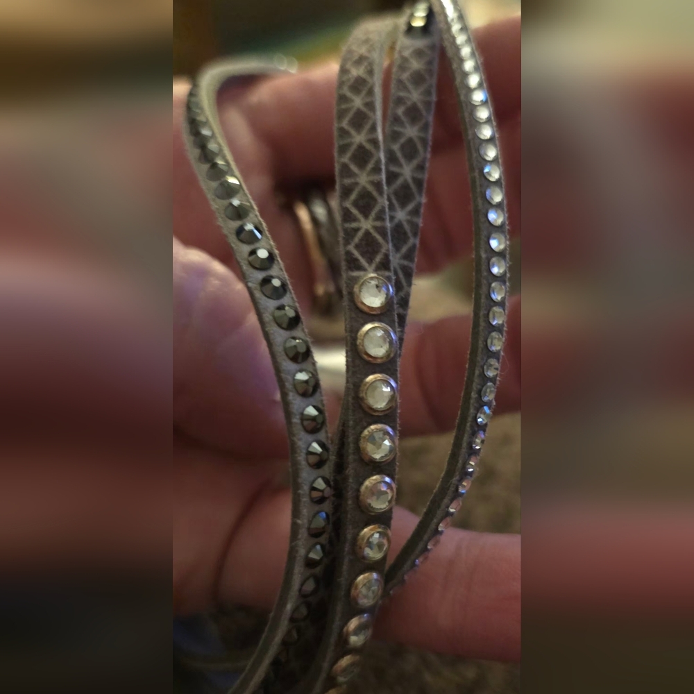 Gray Rhinestone Wrap Bracelet - Picture 4 of 6